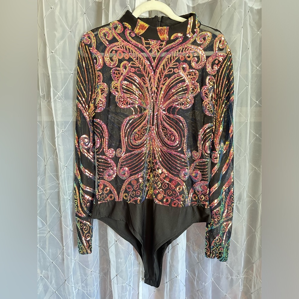 Rainbow Sequin Bodysuit